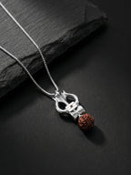Silver Trishul Rudraksha Pendant With Box Chain For Him