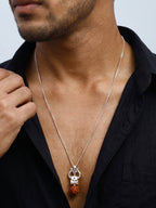 Silver Trishul Rudraksha Pendant With Box Chain For Him