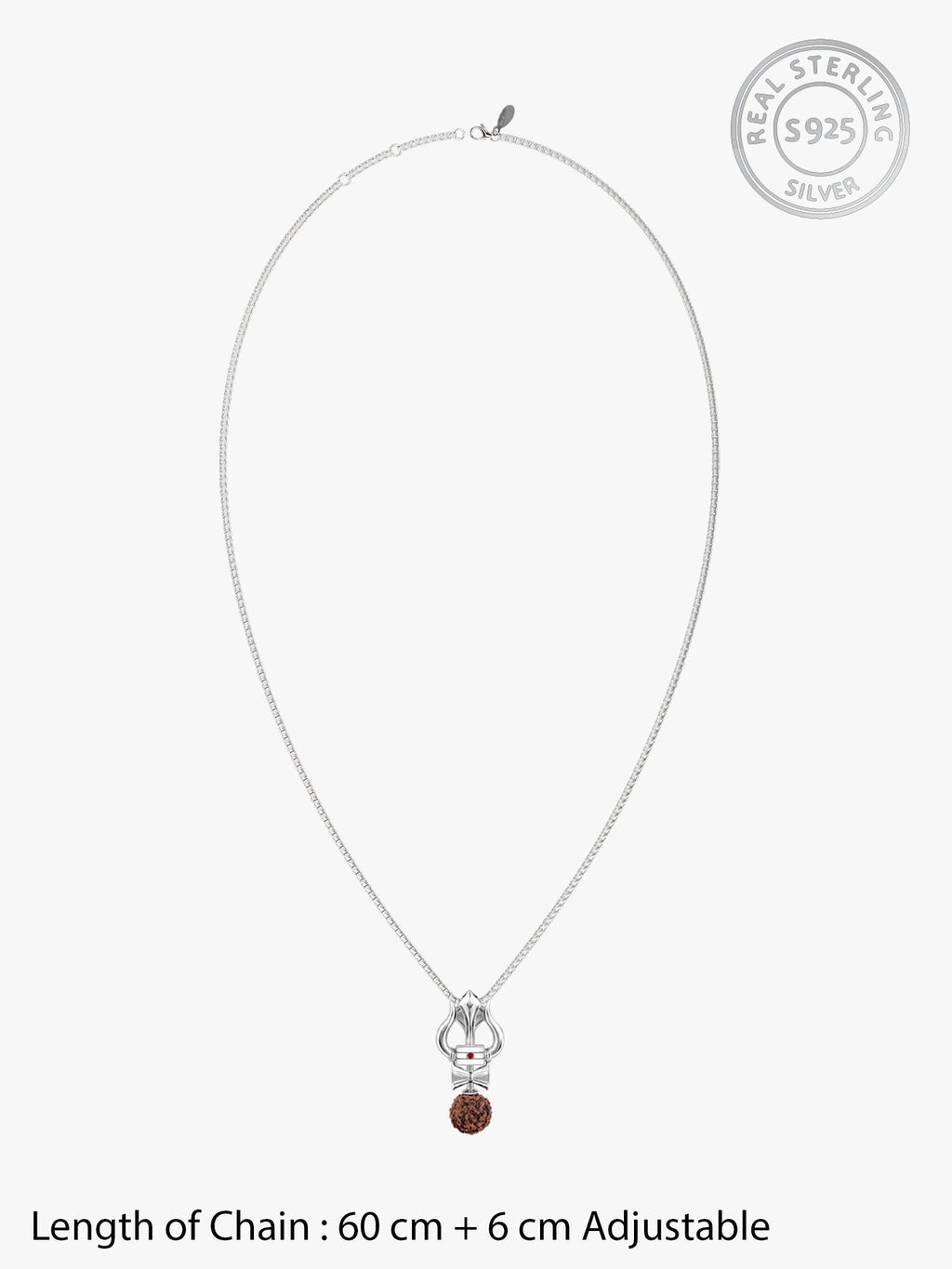 Silver Trishul Rudraksha Pendant With Box Chain For Him