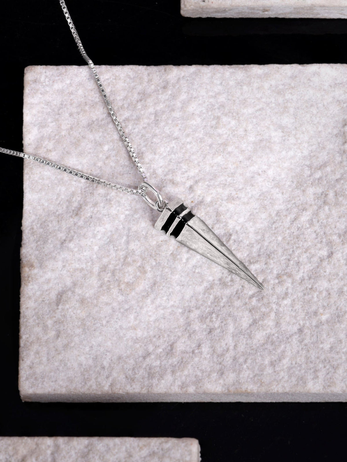 Aditya Roy Kapur Silver Spike Pendant With Box Chain For Him
