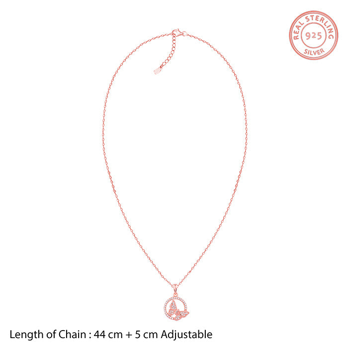 Rose Gold Cheerful Butterfly Pendant With Link Chain