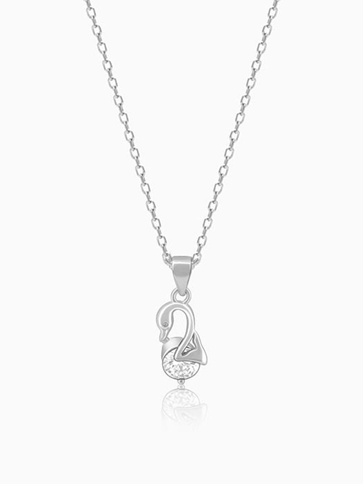 Silver Mini Swan Pendant with Link Chain