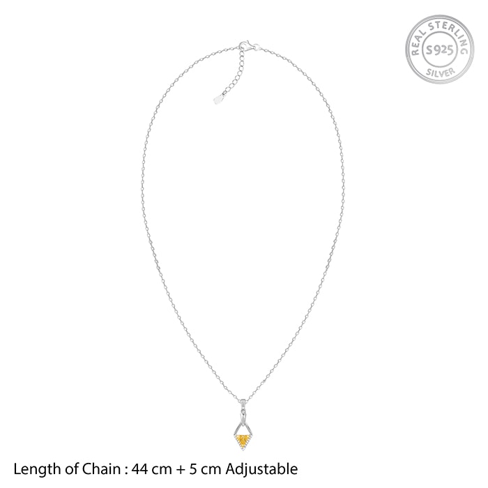 Silver Yellow Prism Pendant with Link Chain