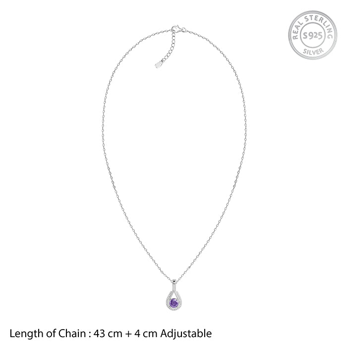 Silver Blissful Azure Pendant with Link Chain