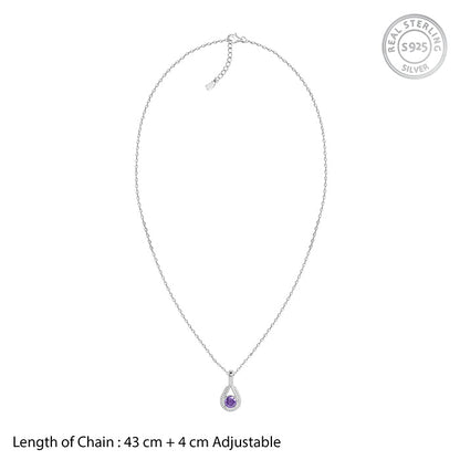 Silver Blissful Azure Pendant with Link Chain