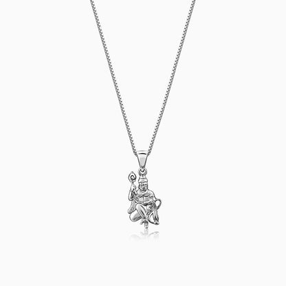 Silver Anjaneya Pendant With Box Chain For Him