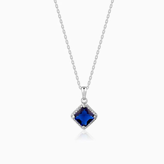 Silver Adorable Blue Pendant With Link Chain