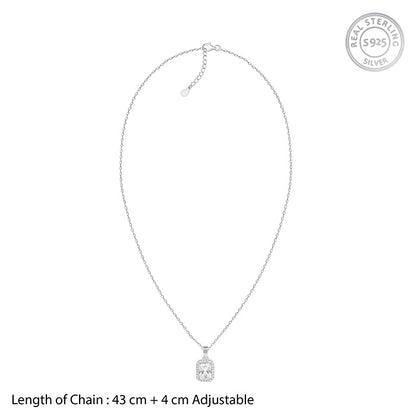 Silver Radiant Square Pendant with Link Chain