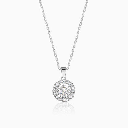 Silver Dahlia Bloom Pendant With Link Chain