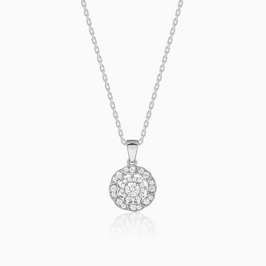 Silver Dahlia Bloom Pendant With Link Chain