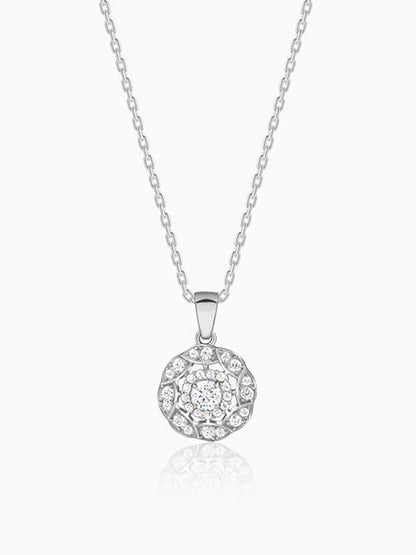 Silver Dahlia Bloom Pendant With Link Chain