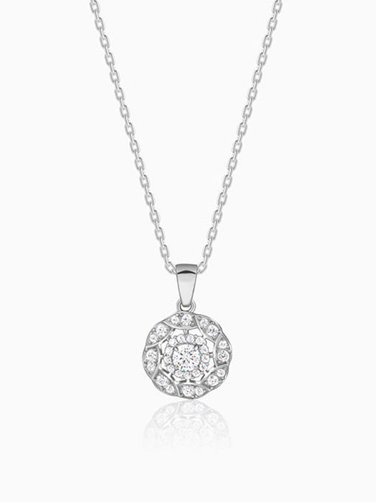 Silver Dahlia Bloom Pendant With Link Chain