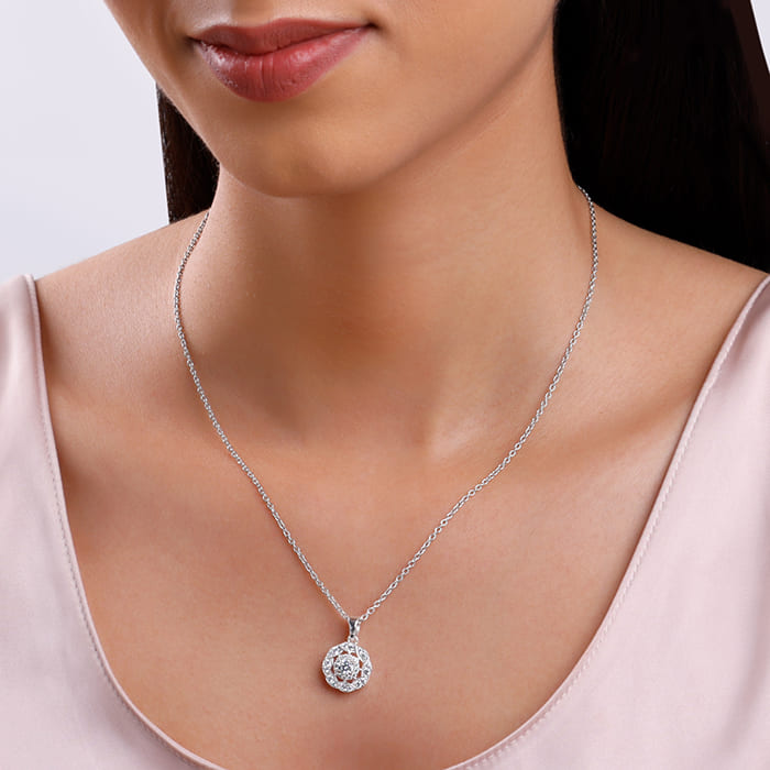 Silver Dahlia Bloom Pendant With Link Chain