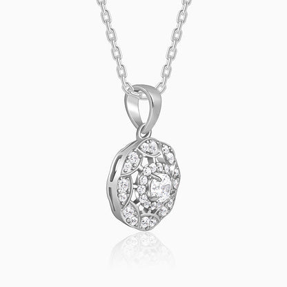 Silver Dahlia Bloom Pendant With Link Chain