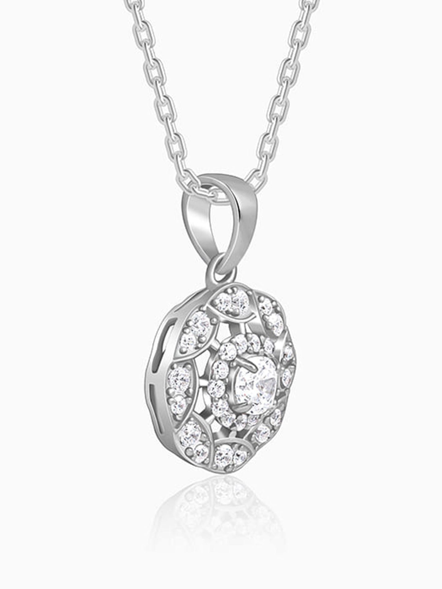 Silver Dahlia Bloom Pendant With Link Chain