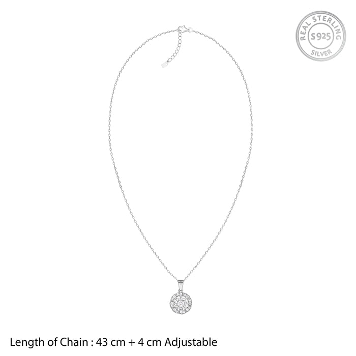 Silver Dahlia Bloom Pendant With Link Chain