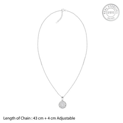 Silver Dahlia Bloom Pendant With Link Chain