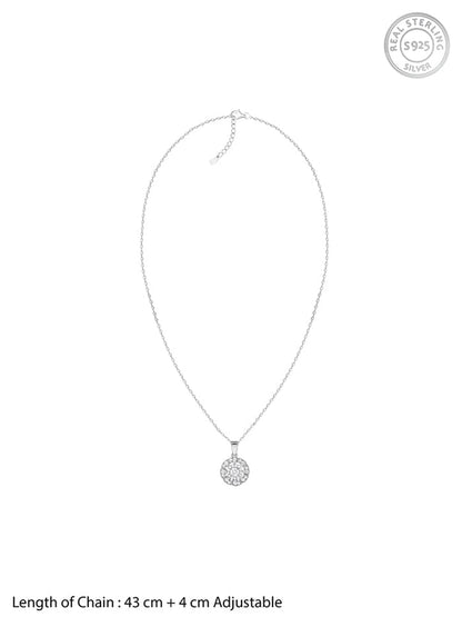 Silver Dahlia Bloom Pendant With Link Chain