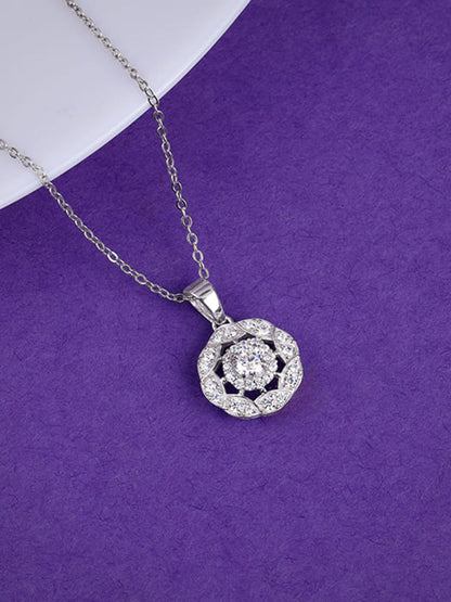 Silver Dahlia Bloom Pendant With Link Chain
