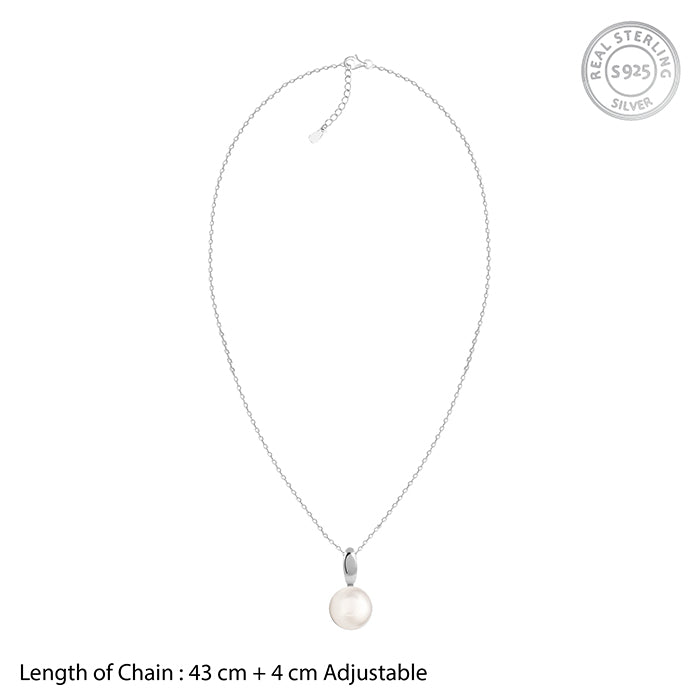 Silver Pearldise Pendant With Link Chain