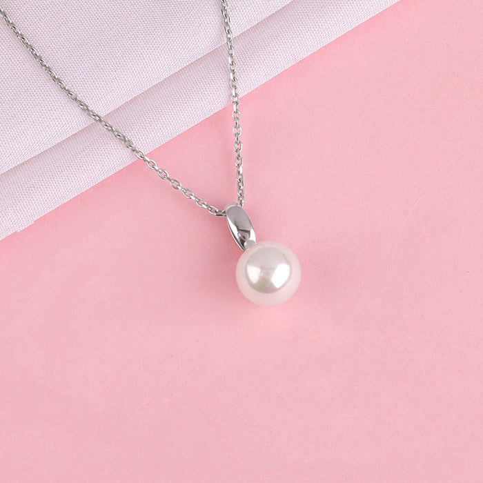 Silver Pearldise Pendant With Link Chain