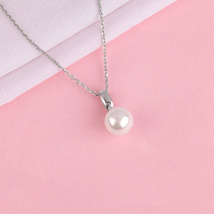 Silver Pearldise Pendant With Link Chain