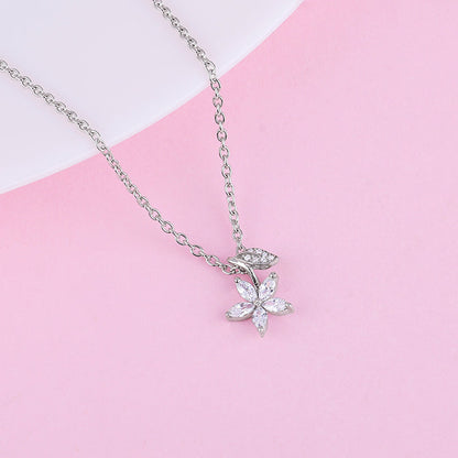 Silver Classic Floral Pendant with Link Chain