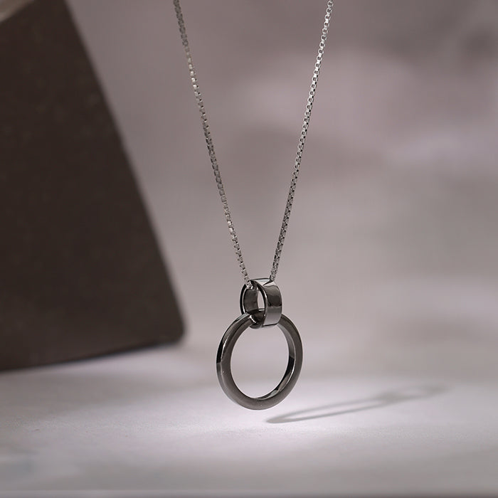 Black Rhodium Shadow Striker Pendant With Box Chain For Him