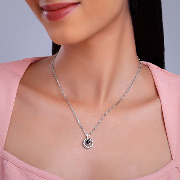 Silver A 100 I love you pendant with link chain
