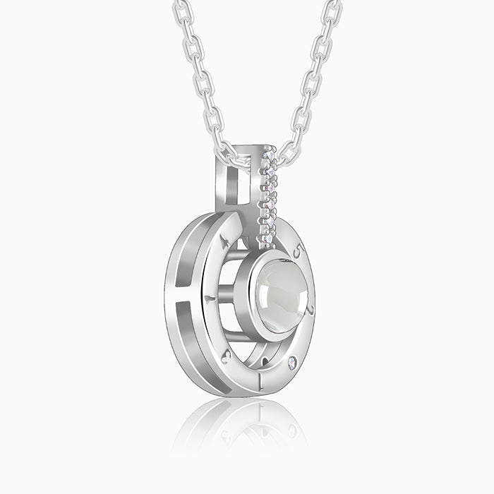 Silver A 100 I love you pendant with link chain
