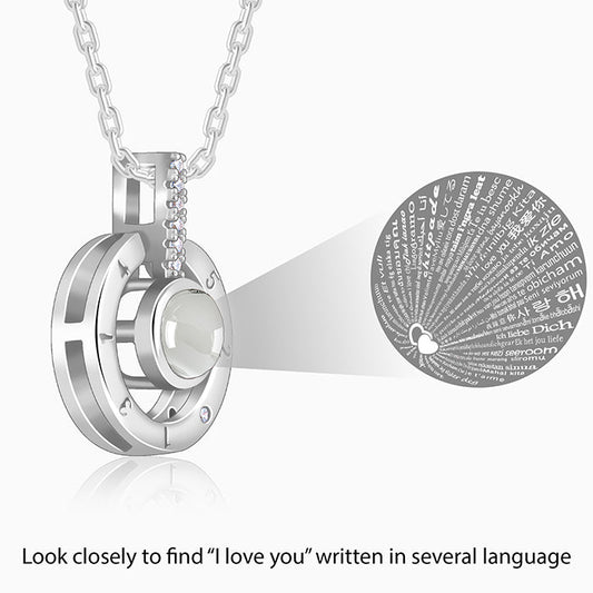 Silver A 100 I love you pendant with link chain