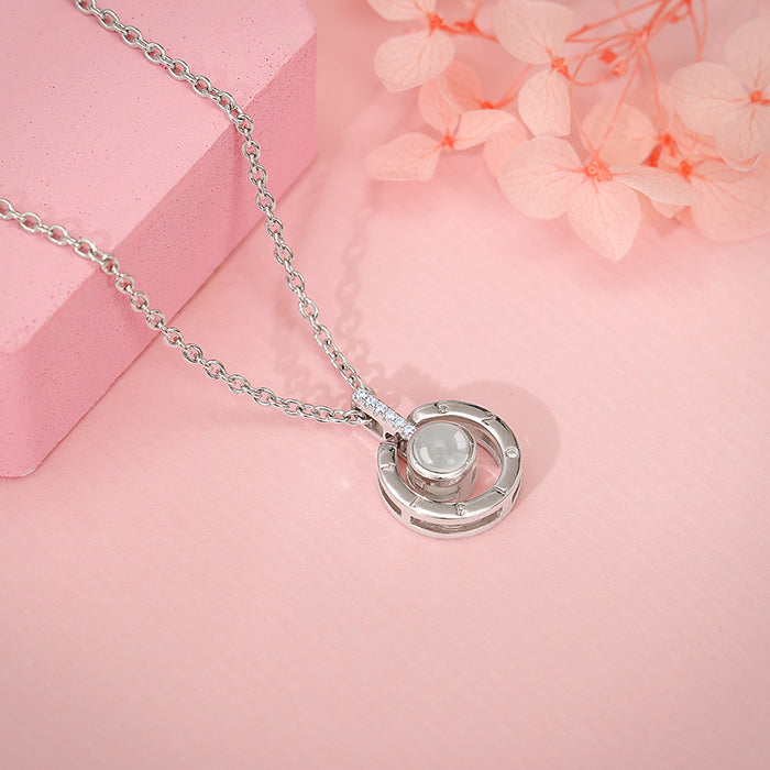 Silver A 100 I love you pendant with link chain