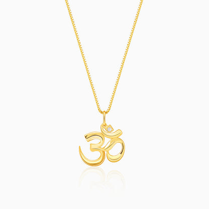 Golden Classic Om Pendant With Box Chain For Him