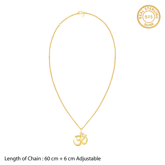 Golden Classic Om Pendant With Box Chain For Him