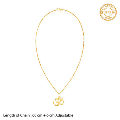 Golden Classic Om Pendant With Box Chain For Him