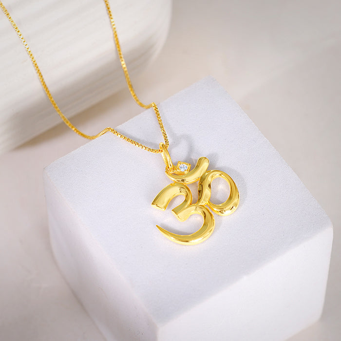 Golden Classic Om Pendant With Box Chain For Him