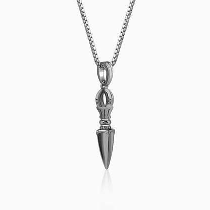 Black Rhodium Phurba Pendant With Box Chain For Him