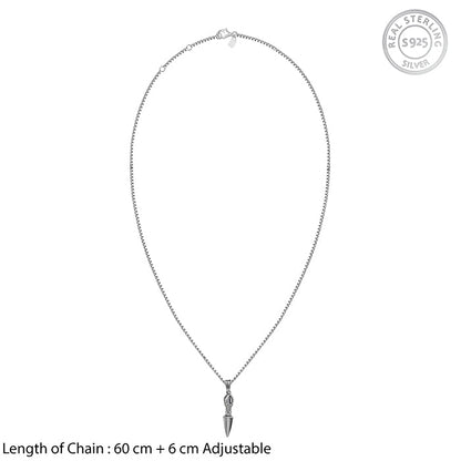 Black Rhodium Phurba Pendant With Box Chain For Him