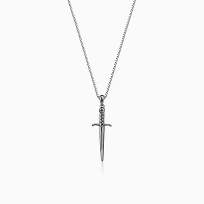 Black Rhodium Vintage Sword Pendant With Box Chain For Him