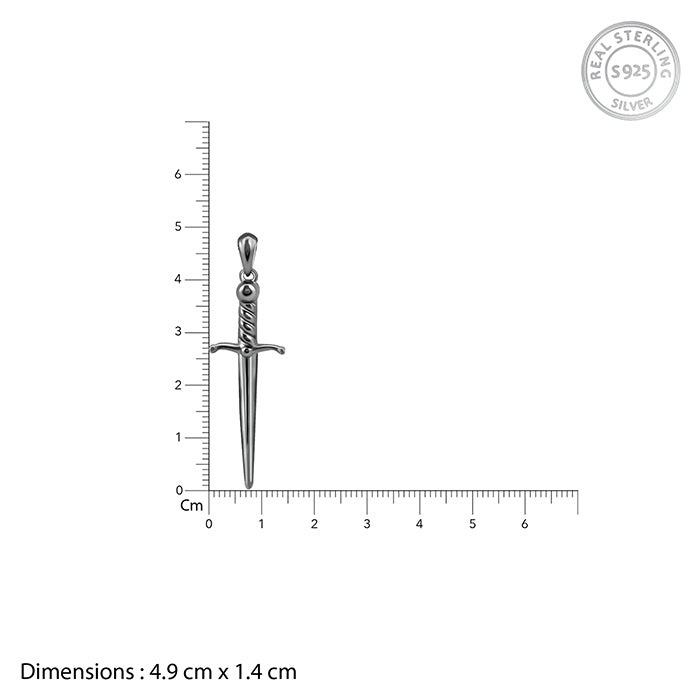 Black Rhodium Vintage Sword Pendant With Box Chain For Him