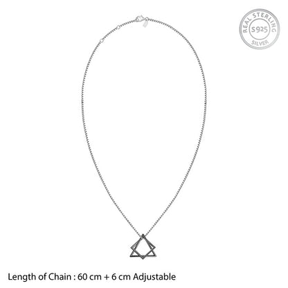 Black Rhodium Hexagram Pendant With Box Chain For Him