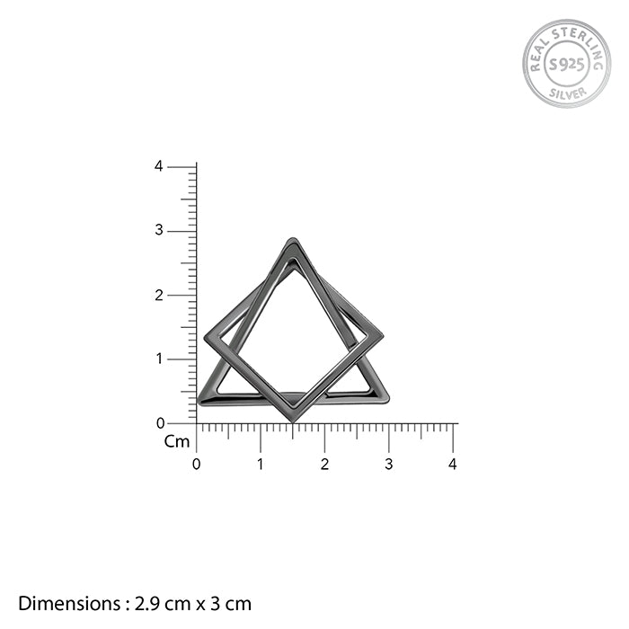 Black Rhodium Hexagram Pendant With Box Chain For Him