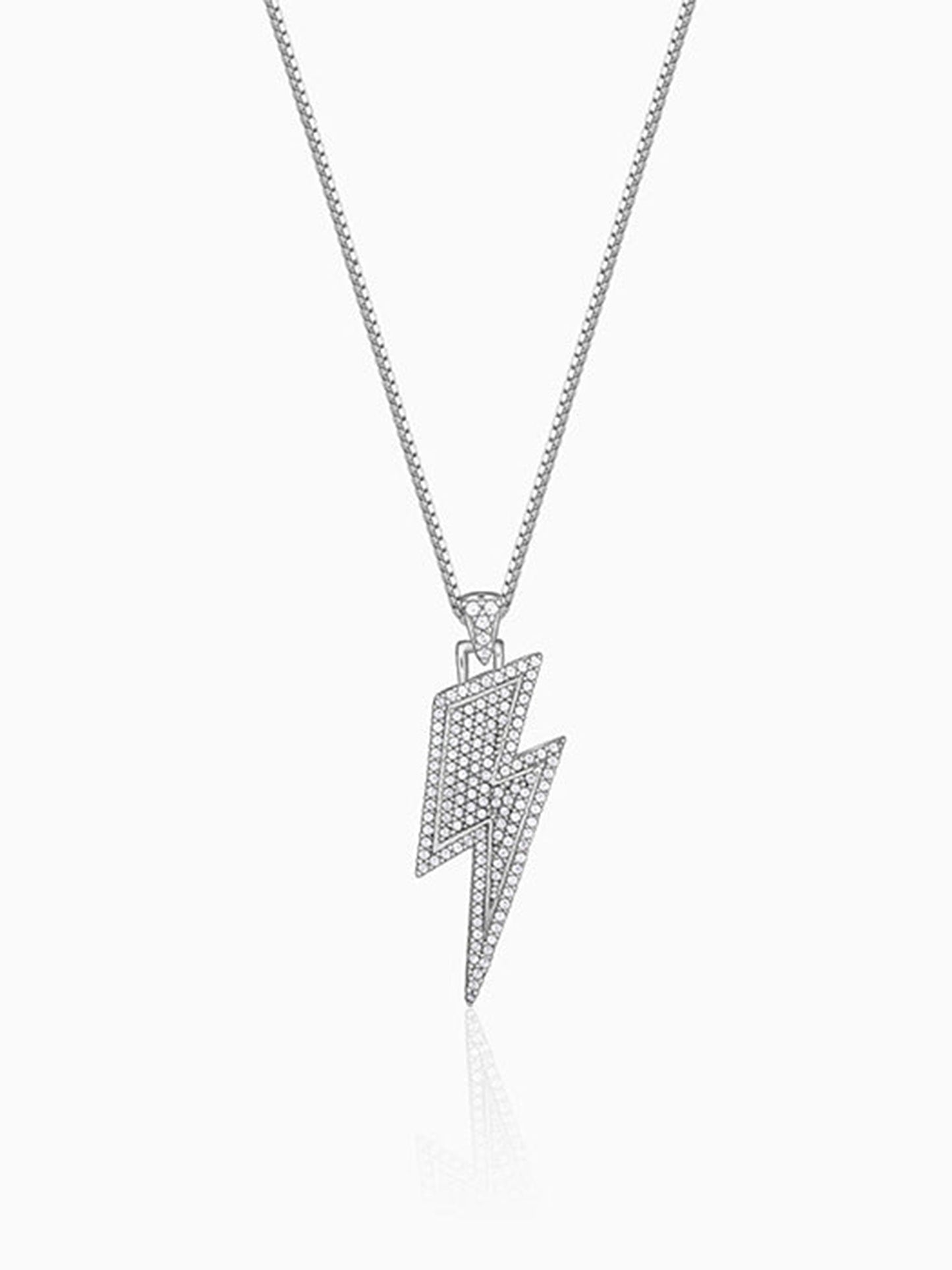Silver Lightning Pendant With Box Chain For Him