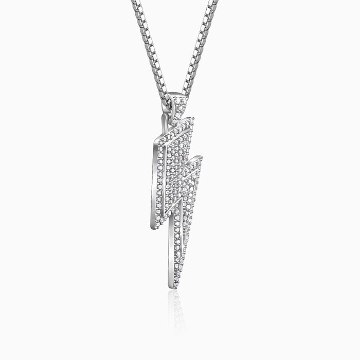 Silver Lightning Pendant With Box Chain For Him