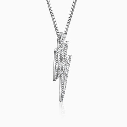 Silver Lightning Pendant With Box Chain For Him