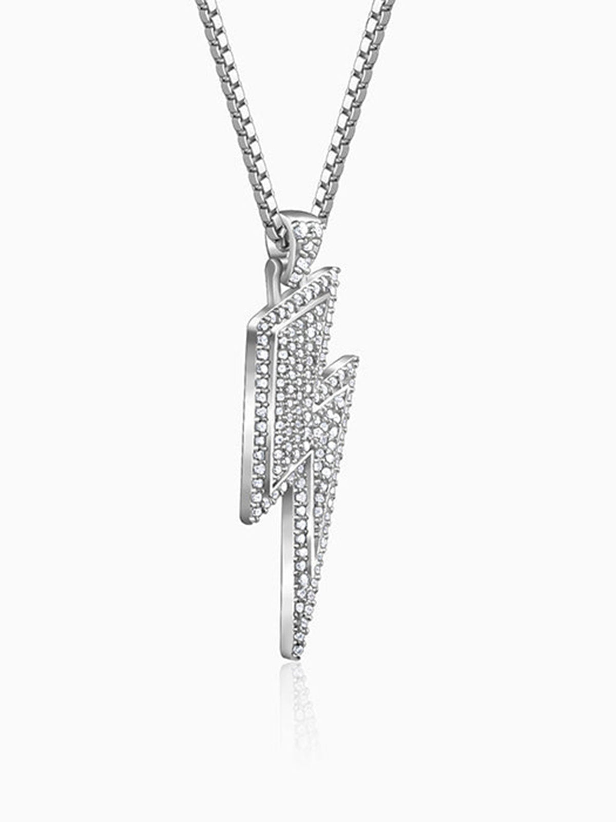 Silver Lightning Pendant With Box Chain For Him