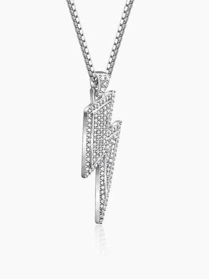 Silver Lightning Pendant With Box Chain For Him