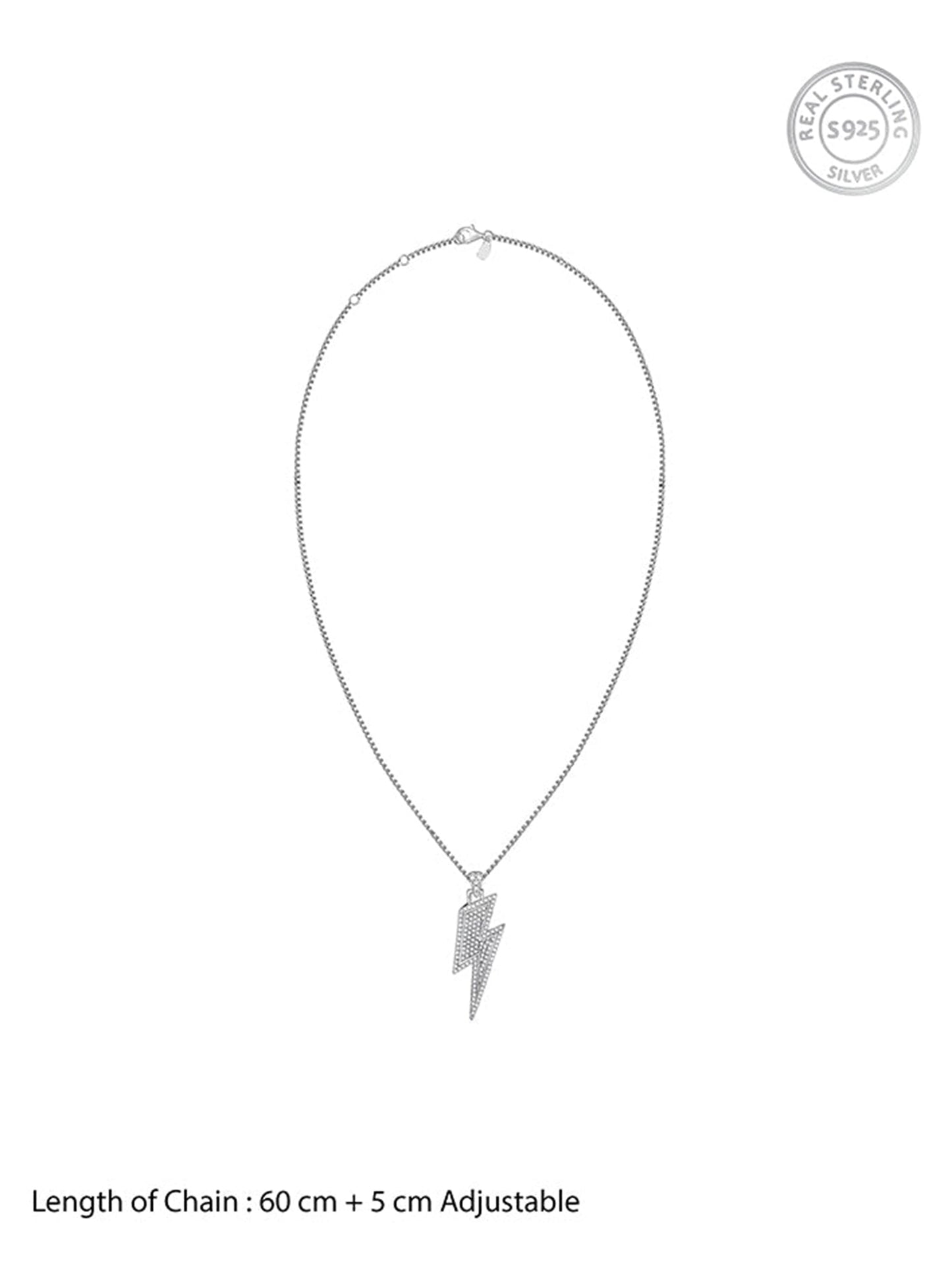 Silver Lightning Pendant With Box Chain For Him
