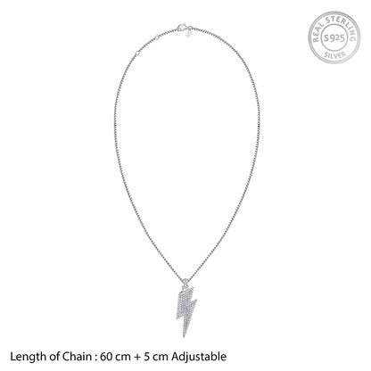 Silver Lightning Pendant With Box Chain For Him