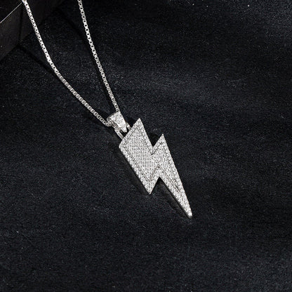 Silver Lightning Pendant With Box Chain For Him